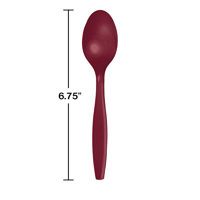 Party Decorations Burgundy Red Plastic Spoons, 24 ct