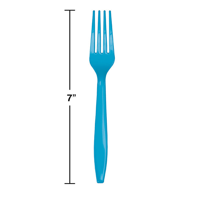 Party Decorations Turquoise Blue Plastic Forks, 24 ct