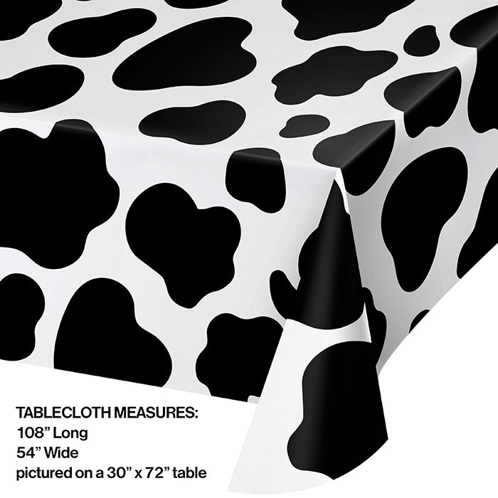 Party Decorations Cow Print Plastic Table Cover, 54" X 108"