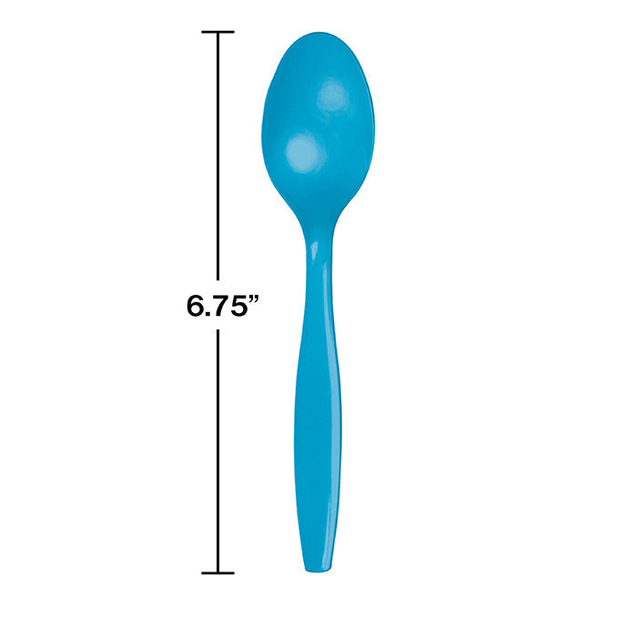 Party Decorations Turquoise Blue Plastic Spoons, 24 ct