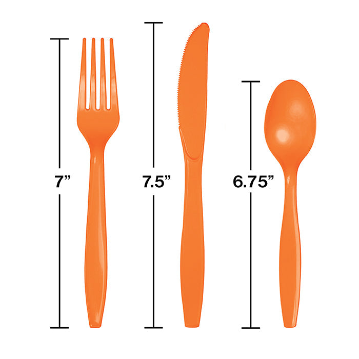 Party Decorations Sunkissed Orange Assorted Plastic Cutlery, 24 ct