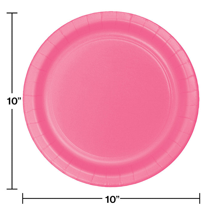 Party Decorations Candy Pink Paper Banquet Plates, 24 ct