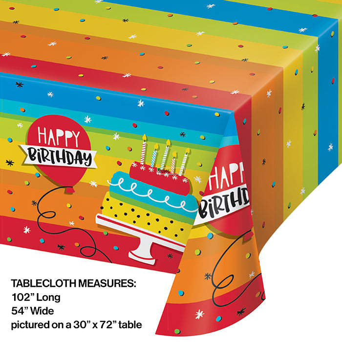 Party Decorations Hoppin' Birthday Cake Plastic Tablecover All Over Print, 54" X 102"