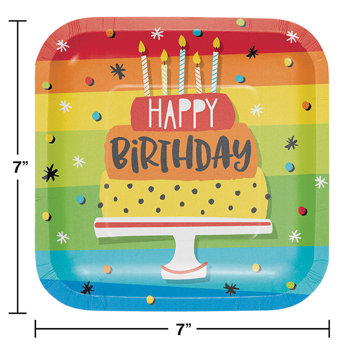 Party Decorations Hoppin' Birthday Cake  Square Paper Dessert Plates, 8 ct