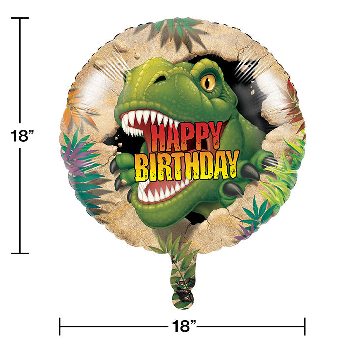 Party Decorations Dino Blast Metallic Balloon 18", Happy Birthday