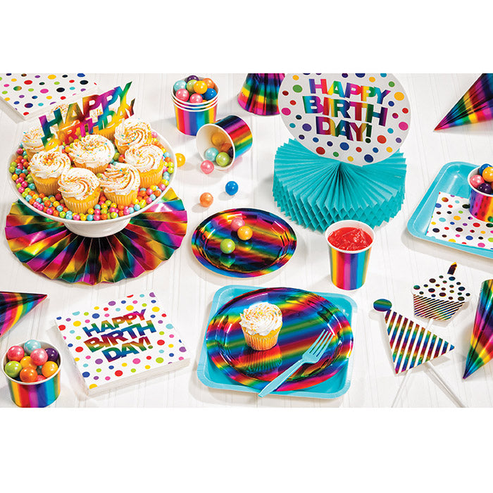 Party Decorations Rainbow Foil Beverage Napkins, 16 ct