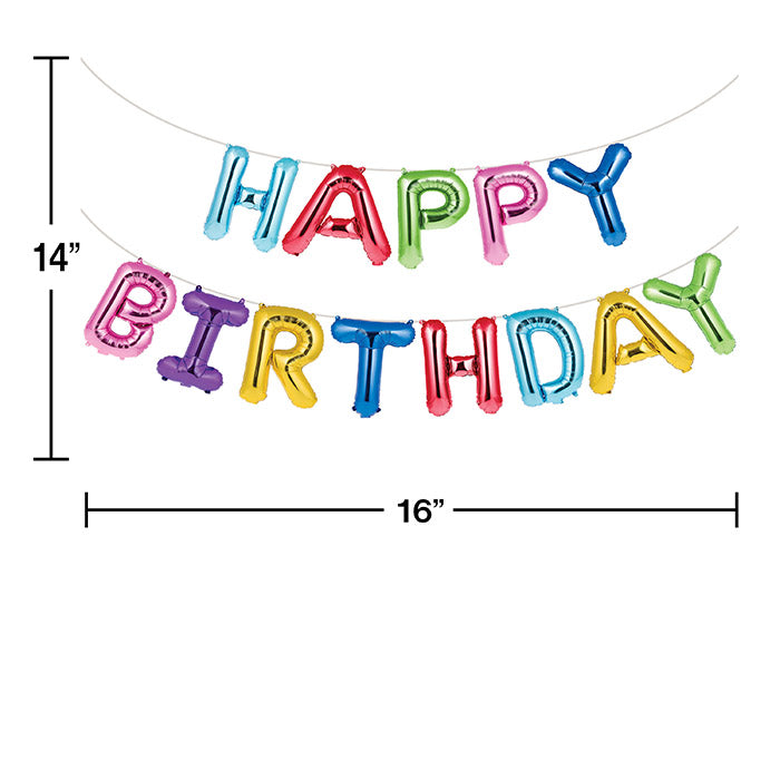 Party Decorations Rainbow Foil Birthday Balloon Banner, 13 ct