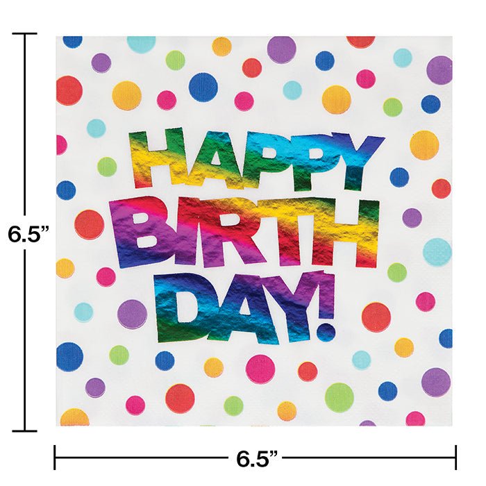 Party Decorations Rainbow Foil Birthday Napkins, 16 ct