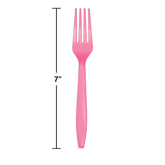 Party Decorations Candy Pink Plastic Forks, 24 ct