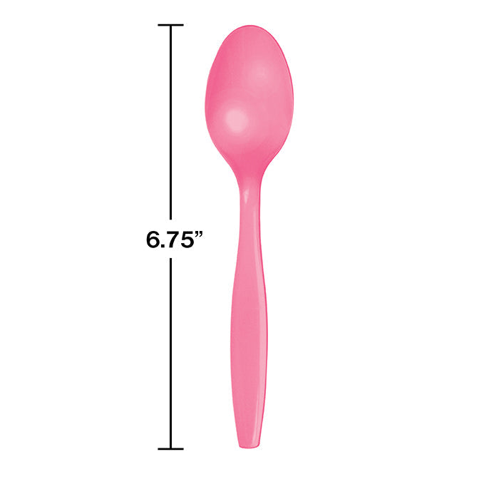 Party Decorations Candy Pink Plastic Spoons, 24 ct