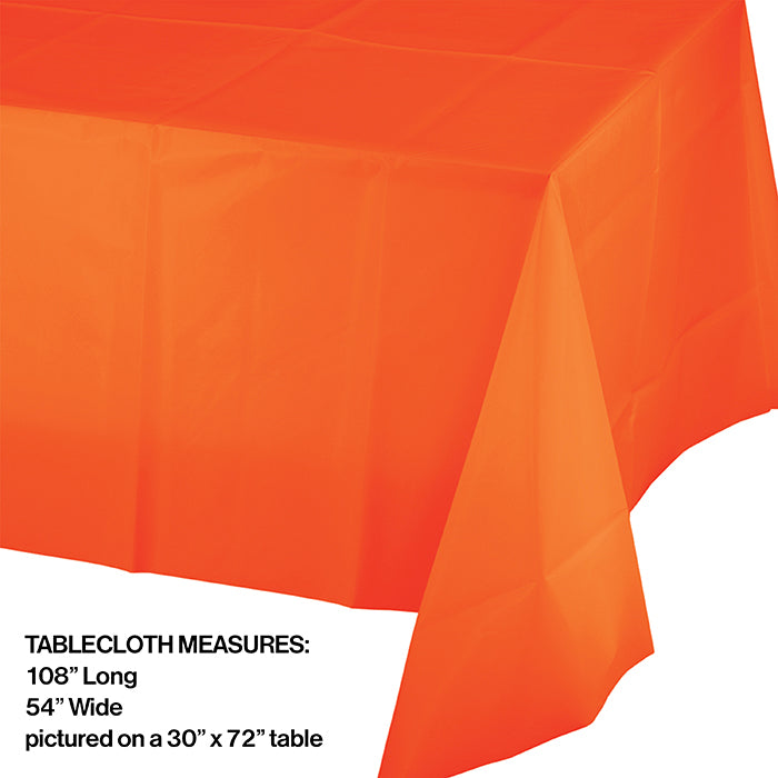 Party Decorations Sunkissed Orange Tablecover Plastic 54" X 108"