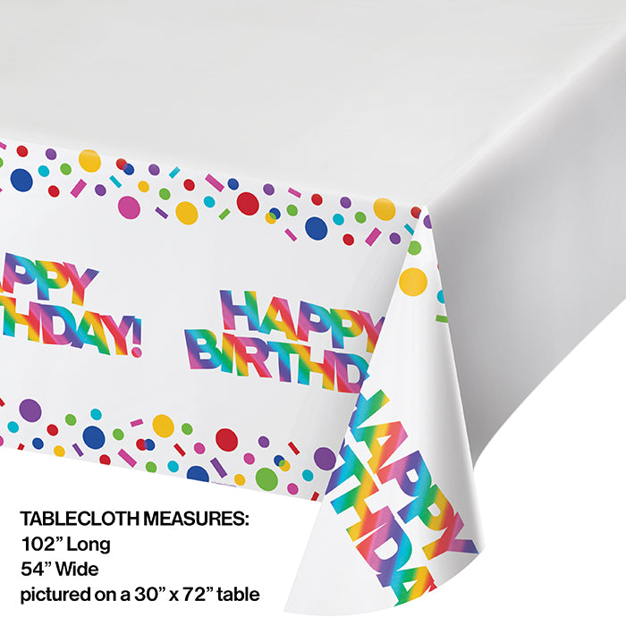 Party Decorations Rainbow Foil Plastic Tablecover Border Print, 54" X 102"