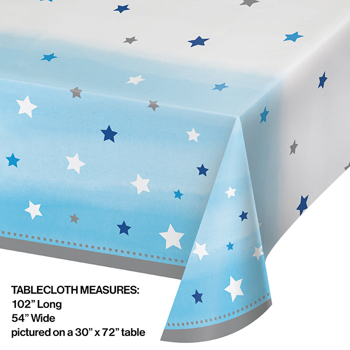 Party Decorations One Little Star - Boy Plastic Tablecover All Over Print, 54" X 102"