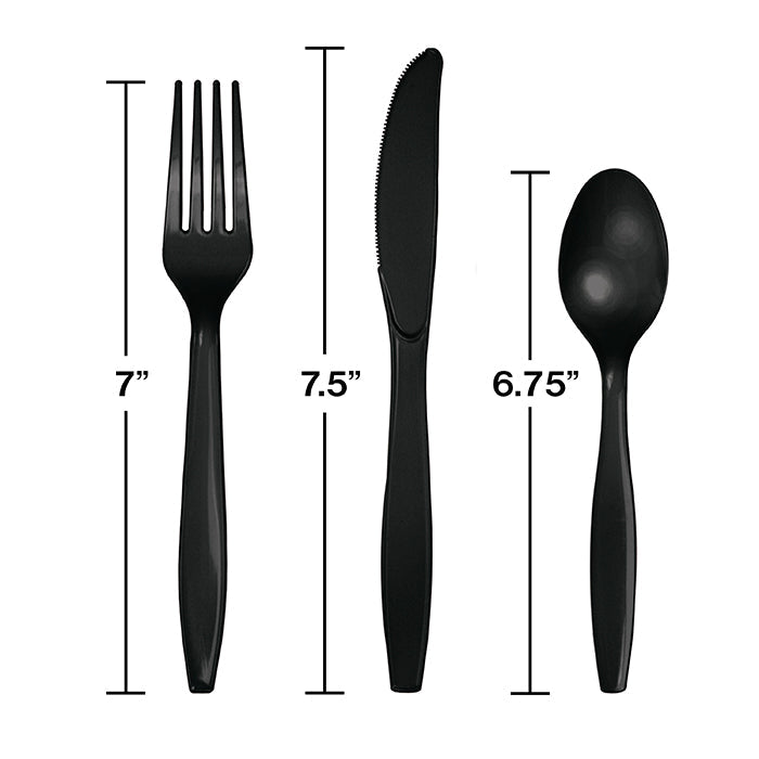 Party Decorations Black Assorted Plastic Cutlery, 24 ct