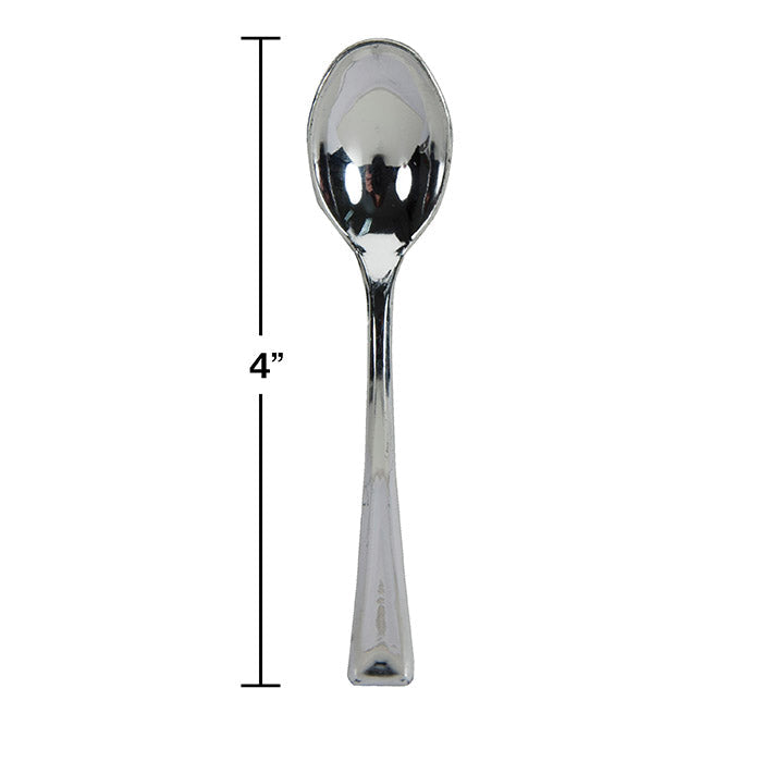 Party Decorations Metallic Silver Mini Spoons Boxed, 24 ct