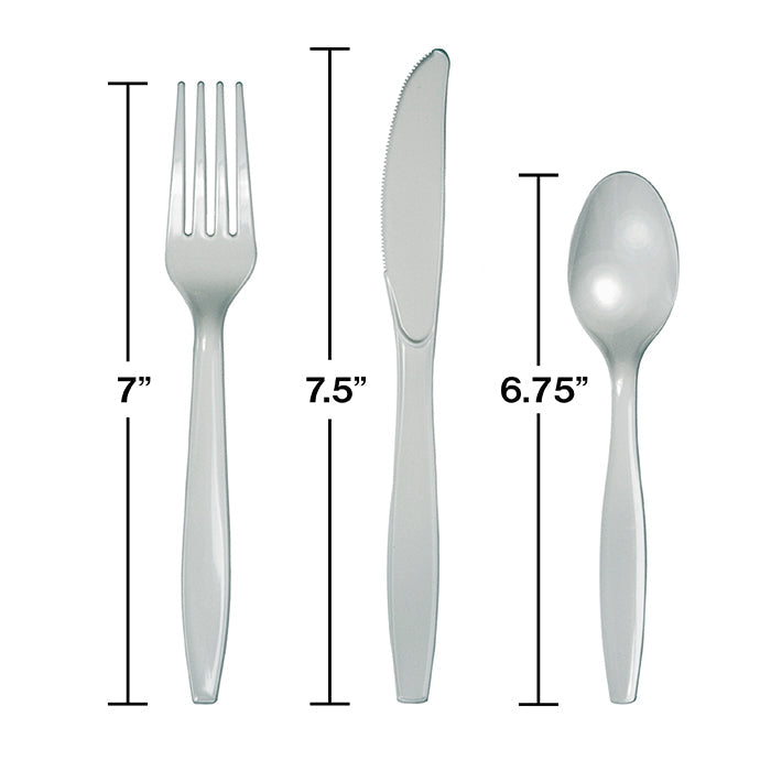 Party Decorations Shimmering Silver Assorted Plastic Cutlery, 24 ct