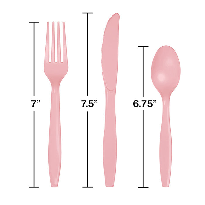 Party Decorations Classic Pink Assorted Plastic Cutlery, 24 ct