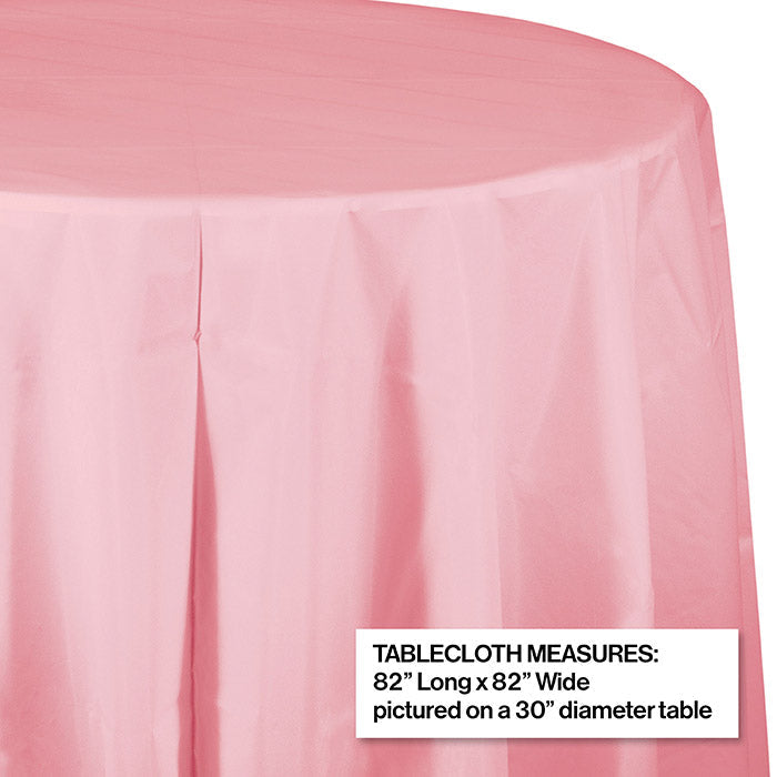 Party Decorations Classic Pink Round Plastic Tablecover, 82"