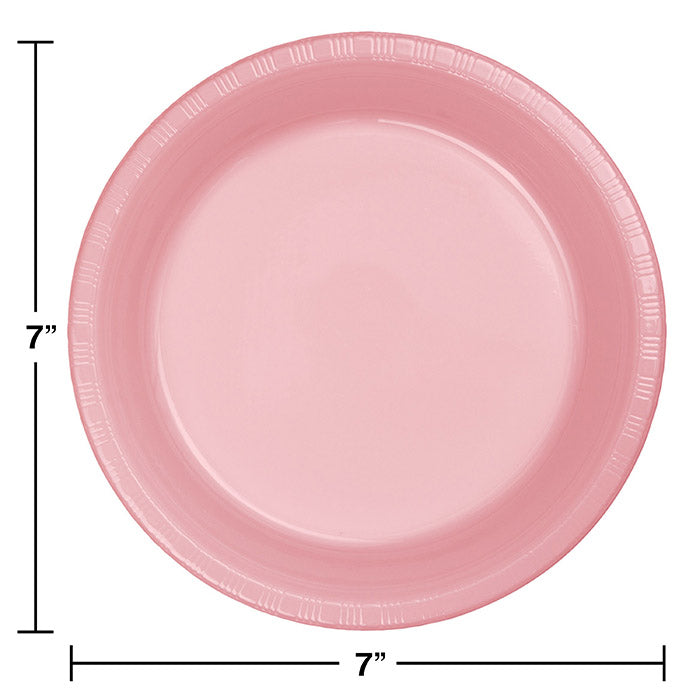 Party Decorations Classic Pink Plastic Dessert Plates, 20 ct