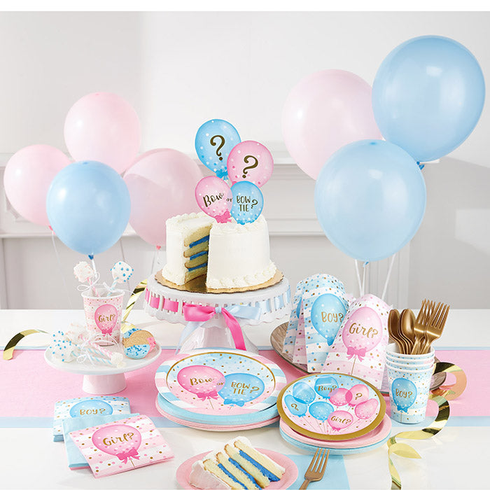 Party Decorations Gender Reveal Balloons Paper Dessert Plates, 8 ct