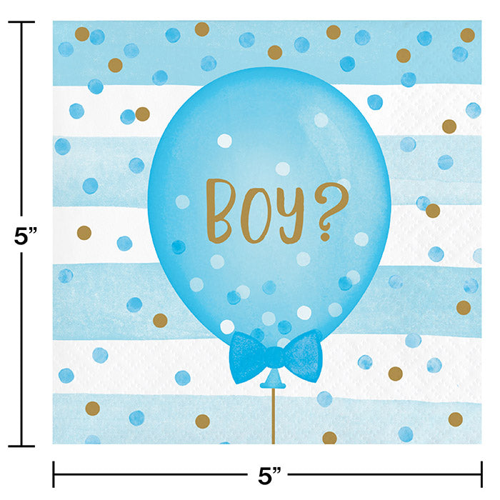 Party Decorations Gender Reveal Balloons Beverage Napkins, 16 ct