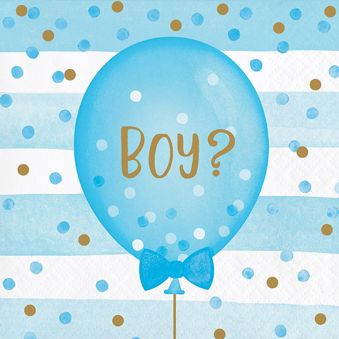 Party Decorations Gender Reveal Balloons Beverage Napkins, 16 ct