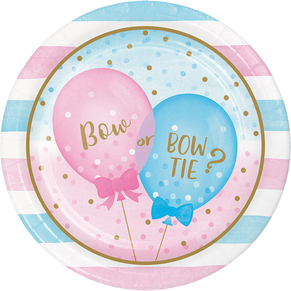 Party Decorations Gender Reveal Balloons Paper Plates, 8 ct