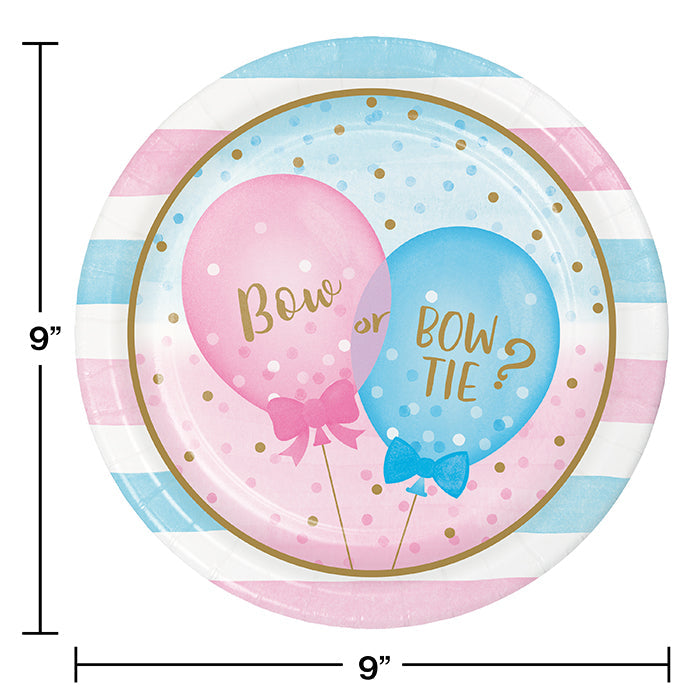 Party Decorations Gender Reveal Balloons Paper Plates, 8 ct