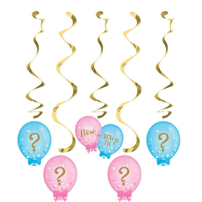 Party Decorations Gender Reveal Balloons Dizzy Danglers, 5 ct