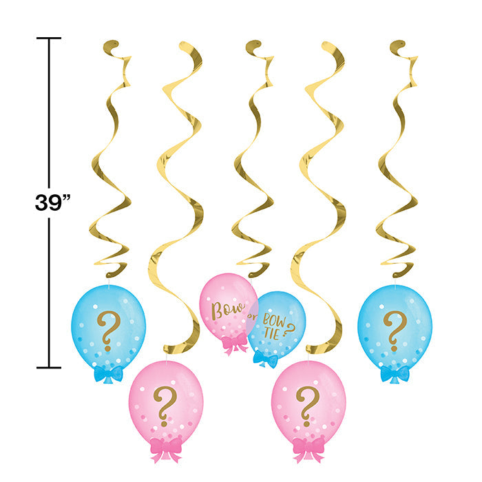 Party Decorations Gender Reveal Balloons Dizzy Danglers, 5 ct