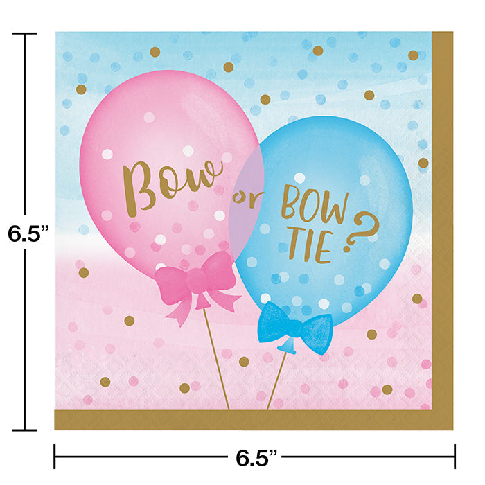 Party Decorations Gender Reveal Balloons Napkins, 16 ct