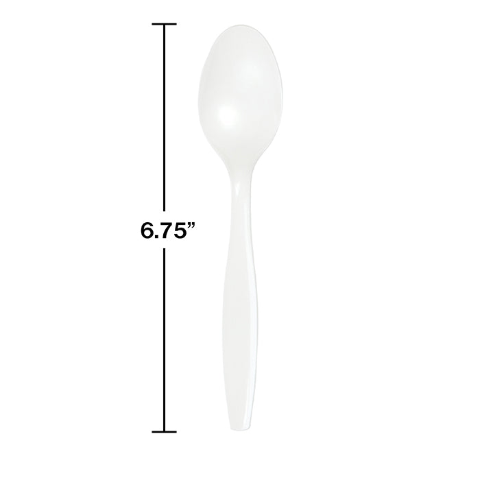 Party Decorations White Premium Plastic Spoons, 50 ct