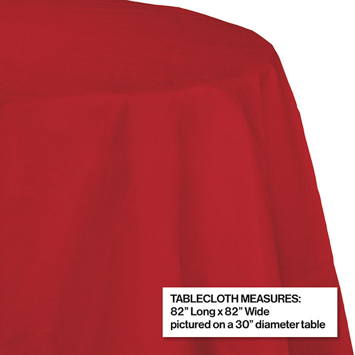 Party Decorations Classic Red Round Polylined TIssue Tablecover, 82"