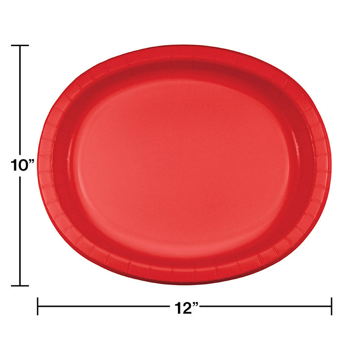 Party Decorations Classic Red Paper Oval Platter 10" X 12", 8 ct