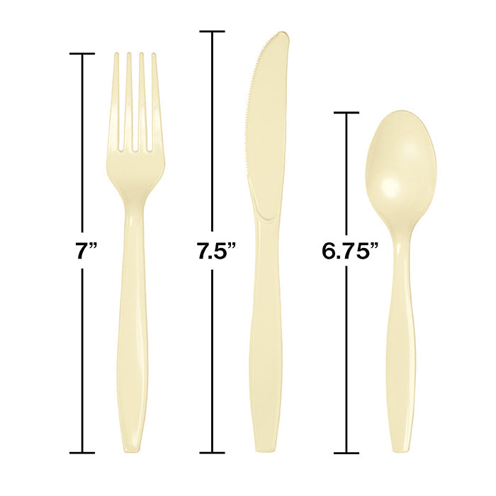 Party Decorations Ivory Assorted Plastic Cutlery, 24 ct