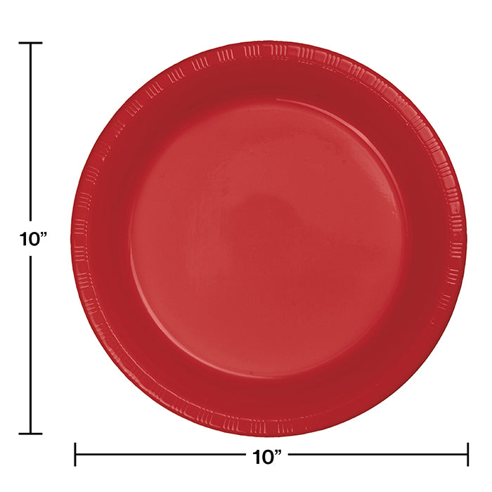 Party Decorations Classic Red Plastic Banquet Plates, 20 ct