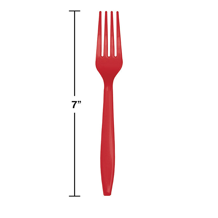 Party Decorations Classic Red Plastic Forks, 24 ct