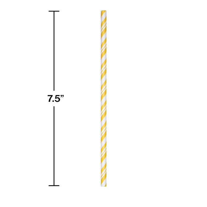 Party Decorations School Bus Yellow Striped Paper Straws, 24 ct