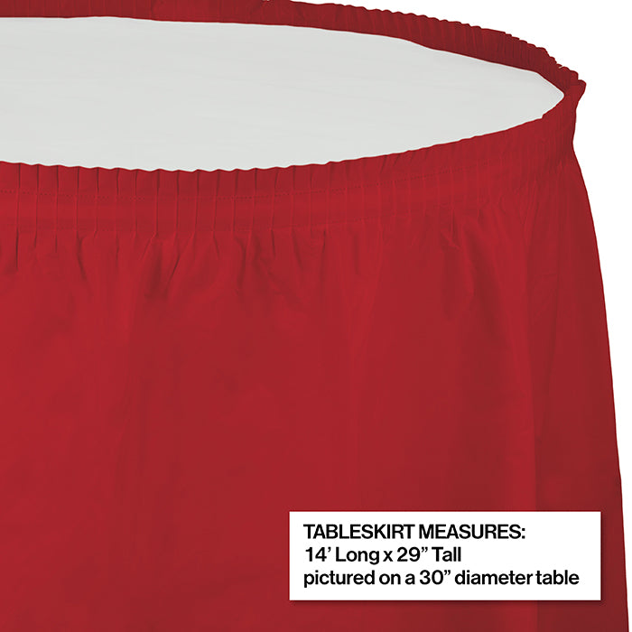 Party Decorations Classic Red Plastic Tableskirt, 14' X 29"