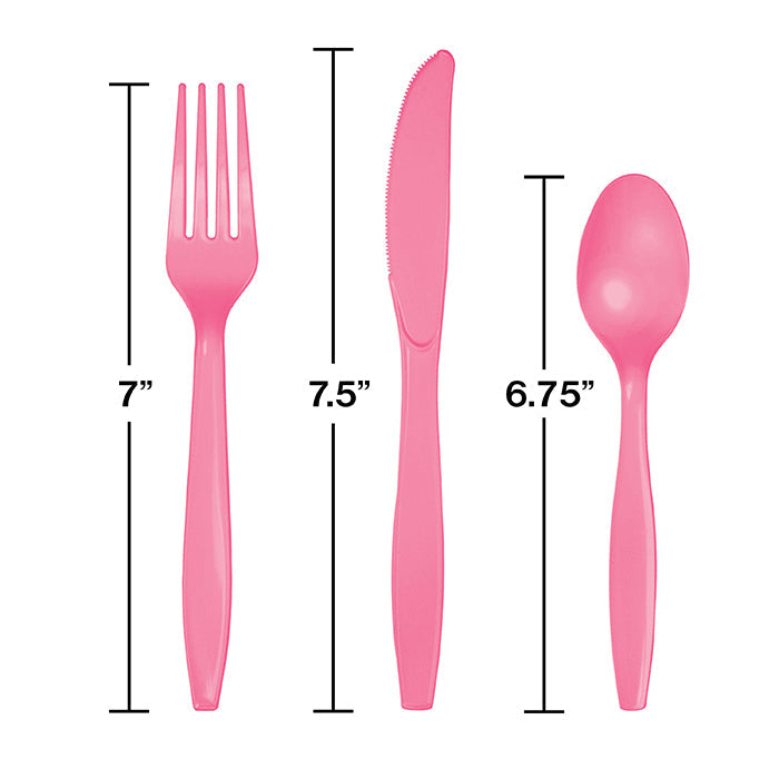 Party Decorations Candy Pink Assorted Plastic Cutlery, 24 ct