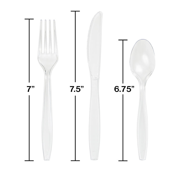 Party Decorations Clear Assorted Plastic Cutlery, 24 ct