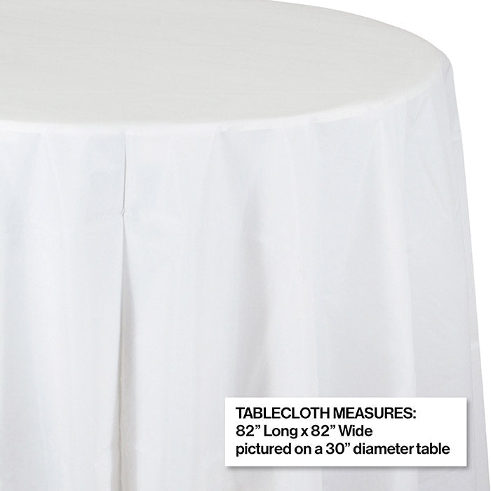 Party Decorations White Round Plastic Tablecover, 82"