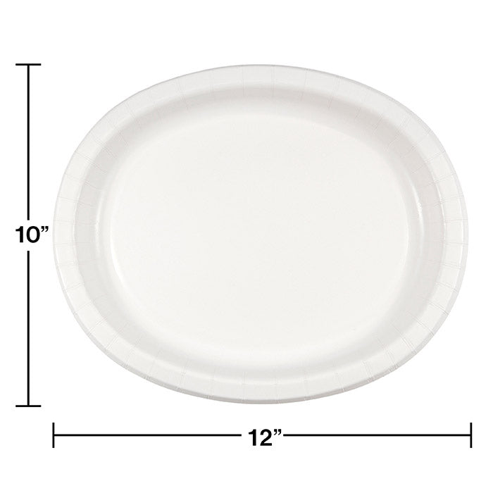 Party Decorations White Paper Oval Platter 10" X 12", 8 count