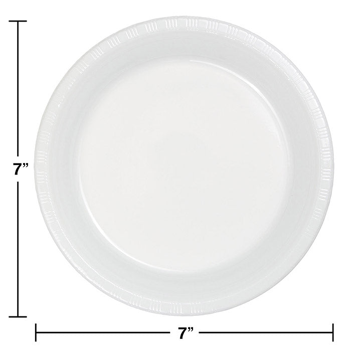 Party Decorations White Prem Plastic Dessert Plates, 20 ct