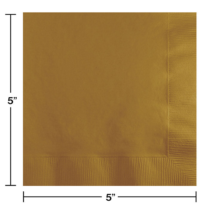 Party Decorations Glittering Gold Beverage Napkin, 3 Ply, 50 ct