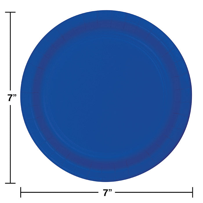 Party Decorations Cobalt Blue Paper Dessert Plates, 24 ct