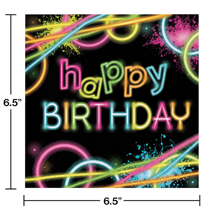 Party Decorations Glow Party Birthday Napkins, 16 ct