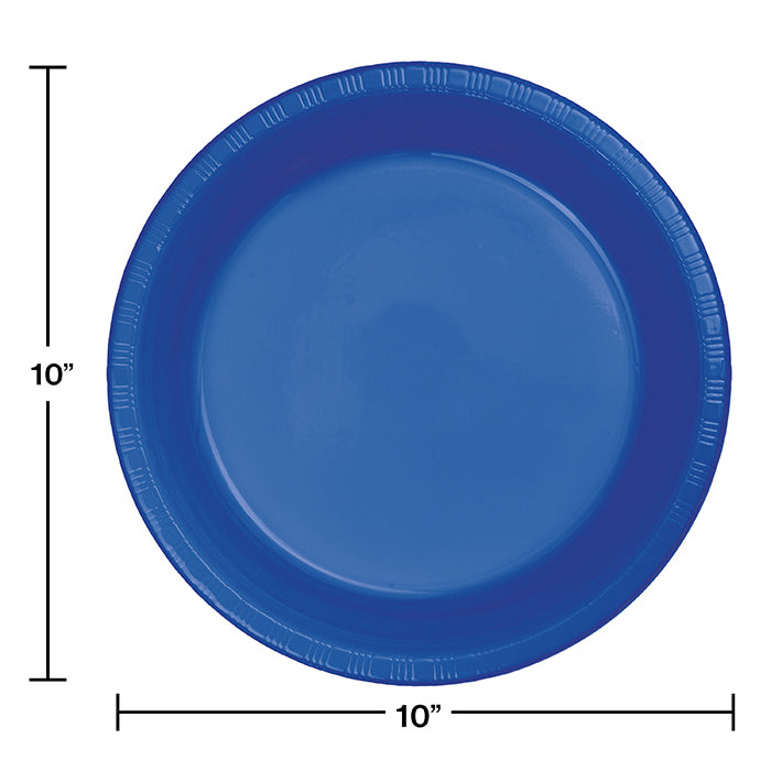 Party Decorations Cobalt Blue Plastic Banquet Plates, 20 Count