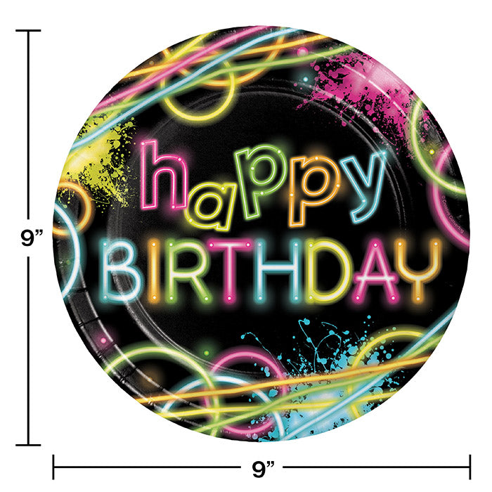 Party Decorations Glow Party Paper Plates, 8 ct