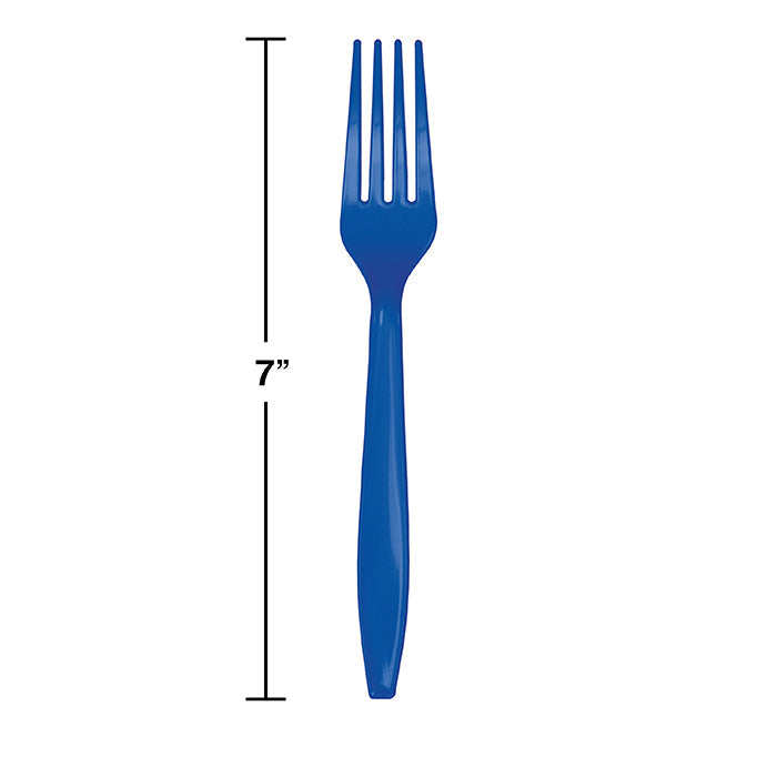 Party Decorations Cobalt Blue Plastic Forks, 24 ct